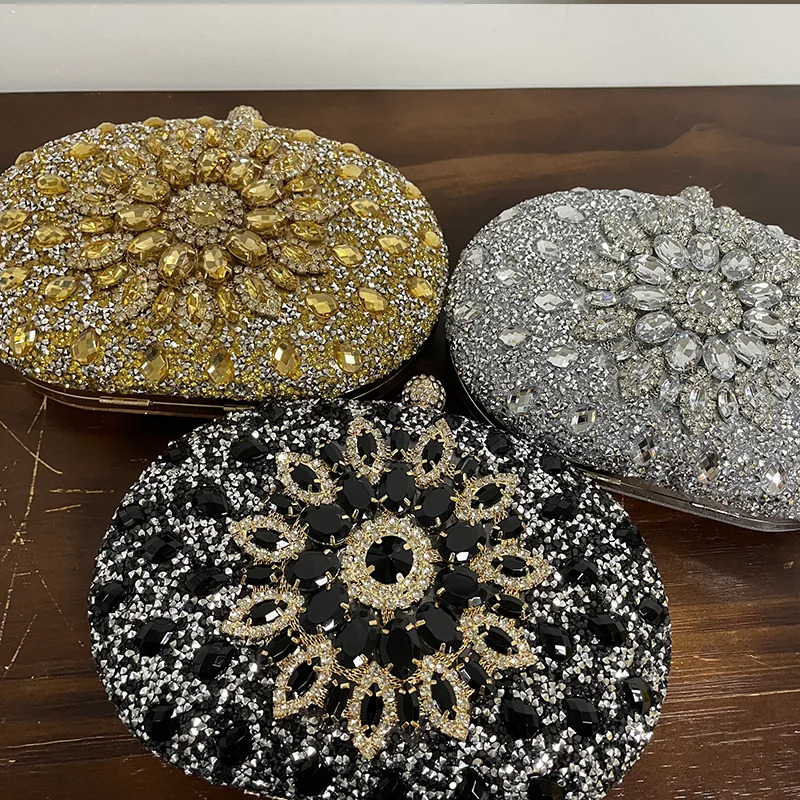 European American Party Banquet Clutch Sunflower Evening Bag Rhinestone Crystal Wedding Handbags and Purse Unique Clutch Bags R251110