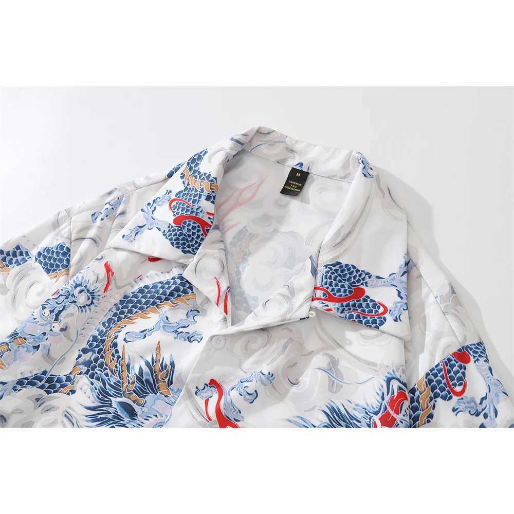 Black Dragon Mens Full Print Retro Shirt Button Mens Street Shirt Mens Top X250410