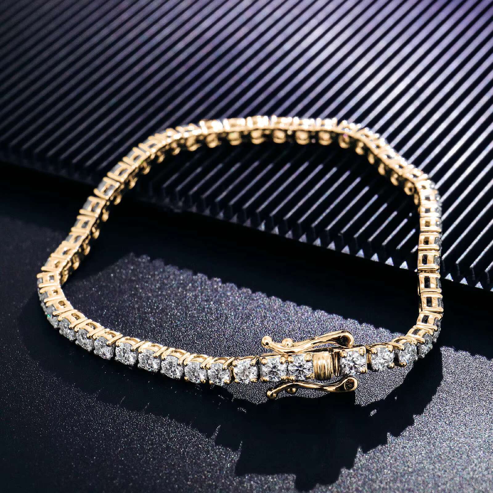 New Arrival Bulk Stock 3mm 925 Silver Moissanite Tennis Chain Exquisite 925 Sliver Gold Plated Woman Tennis Jewelry Personalized