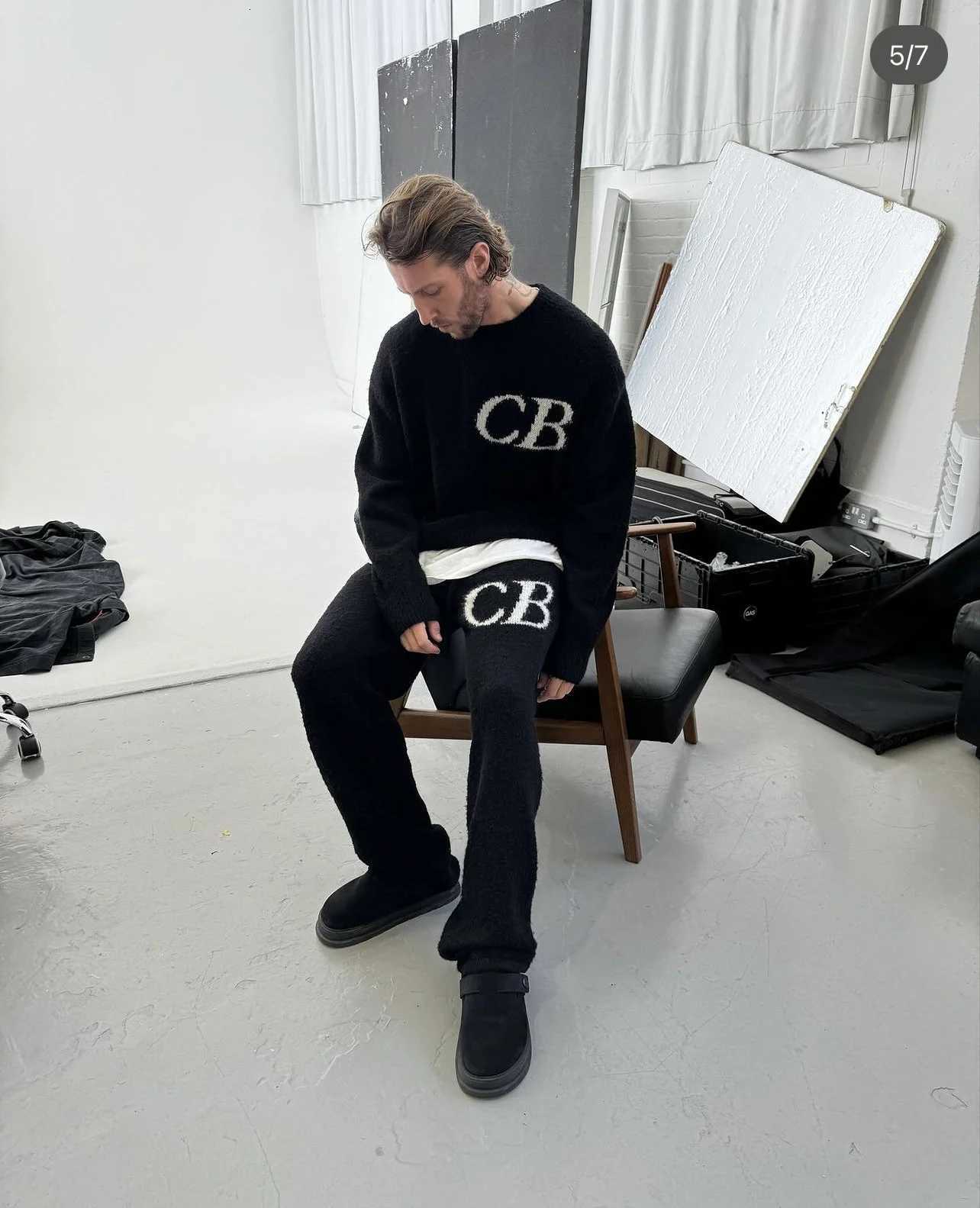 Fashion Top Quality 11 CB Jacquard Women Men Knited Sweaters High Street Men Casual Oversized Sweater Pullover Woolen Pants Sets Y251110