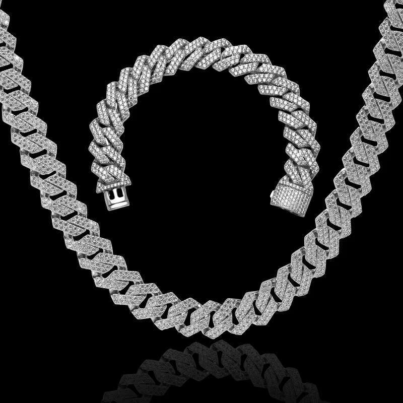 Miami Cuban Men's Necklace 14K/Gold Plated Moissanite Brass Figaro Stainless Steel Gift Ocn