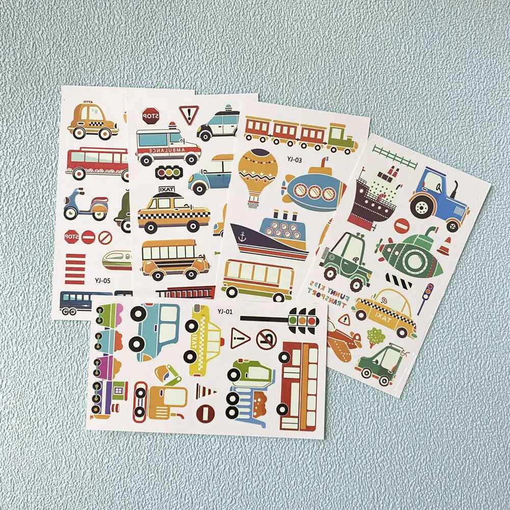 5 bright childrens tattoo stickers with colorful animals mermaids dinosaurs temporary tattoos for children cute body tattoos W250410