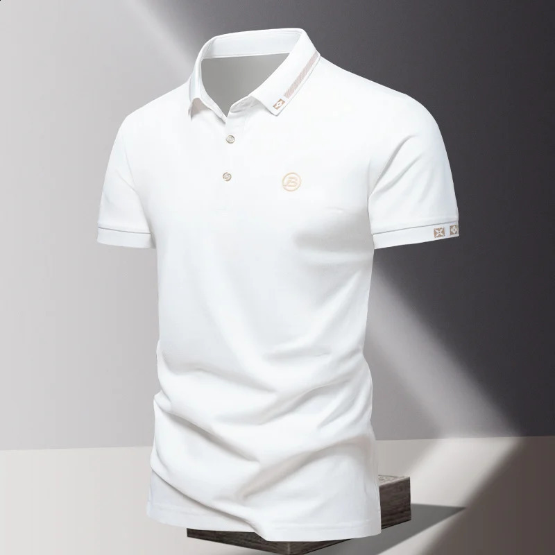 Summer mens POLO shirt fashionable ice silk quick drying short sleeved embroidered T-shirt lapel solid color business top 250407
