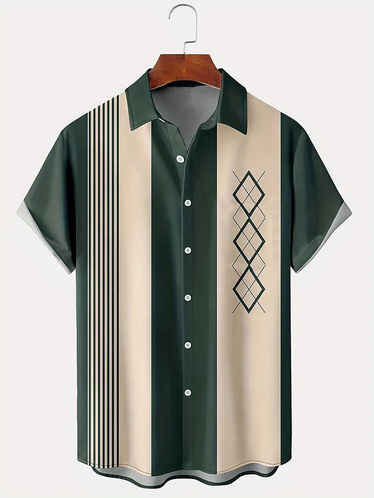 New Summer Outdoor Casual Mens Short Sleeves Striped Printed Mens Shirts Street Daily Fashion Mens Short Sleeves X250410