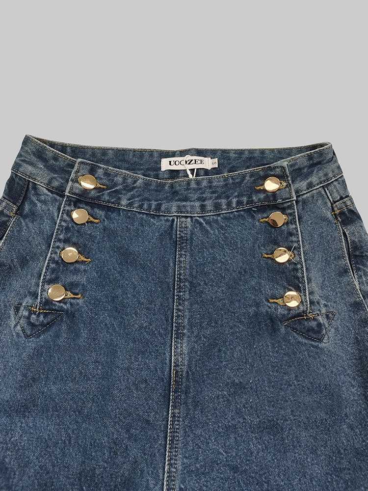 Autumn High Waisted Loose Womens Jean Pants Casual with Buttoned Split - Joint Fashionable Bottoms For Outdoor Travel C251110