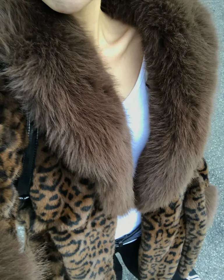 y Leopard Print Faux Fur Jacket Women Lapel Vneck Full Sleeve Lace Up Loose Warm Jackets Lady Winter Daily Street Coat 251110