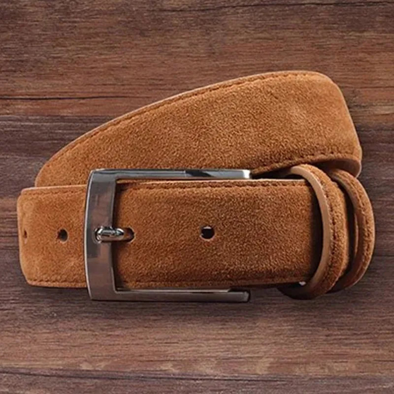 Sude Belt Cow Genuine Leather For Man And Lady With Oxford Fabric Strap Genuine Leather Pin Buckle Blue Belts 250409