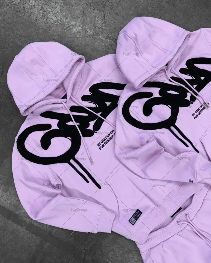 GEED UP Trendy High Street Alphabet Hoodie Y2K Clothing Gothic Harajuku Hip Hop Pattern Printed Hoodie Sportswear Casual Jacket 251107