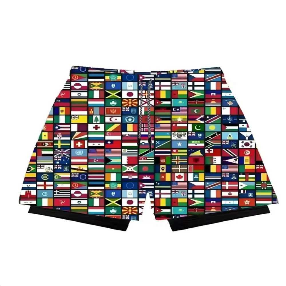 New fitness built-in pocket sports shorts summer 2-in-1 quick drying gym beach shorts running double-layer outdoor sports pants X250410