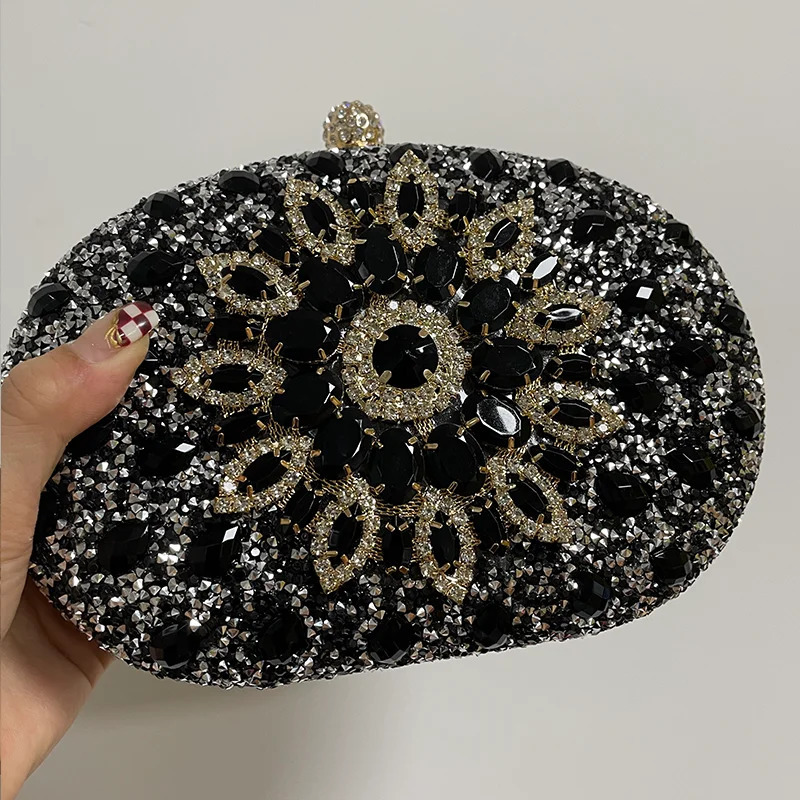 European American Party Banquet Clutch Sunflower Evening Bag Rhinestone Crystal Wedding Handbags and Purse Unique Clutch Bags R251110
