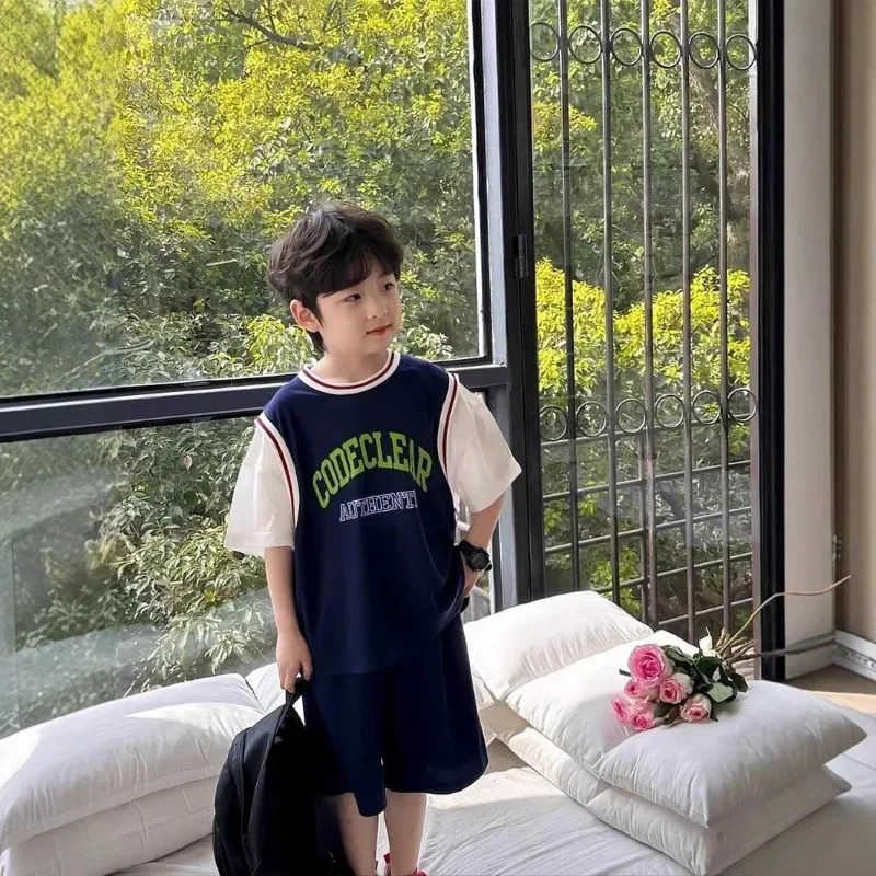 2 childrens short sleeved set summer short sleeved set thin childrens clothing quick drying sportswear 250409