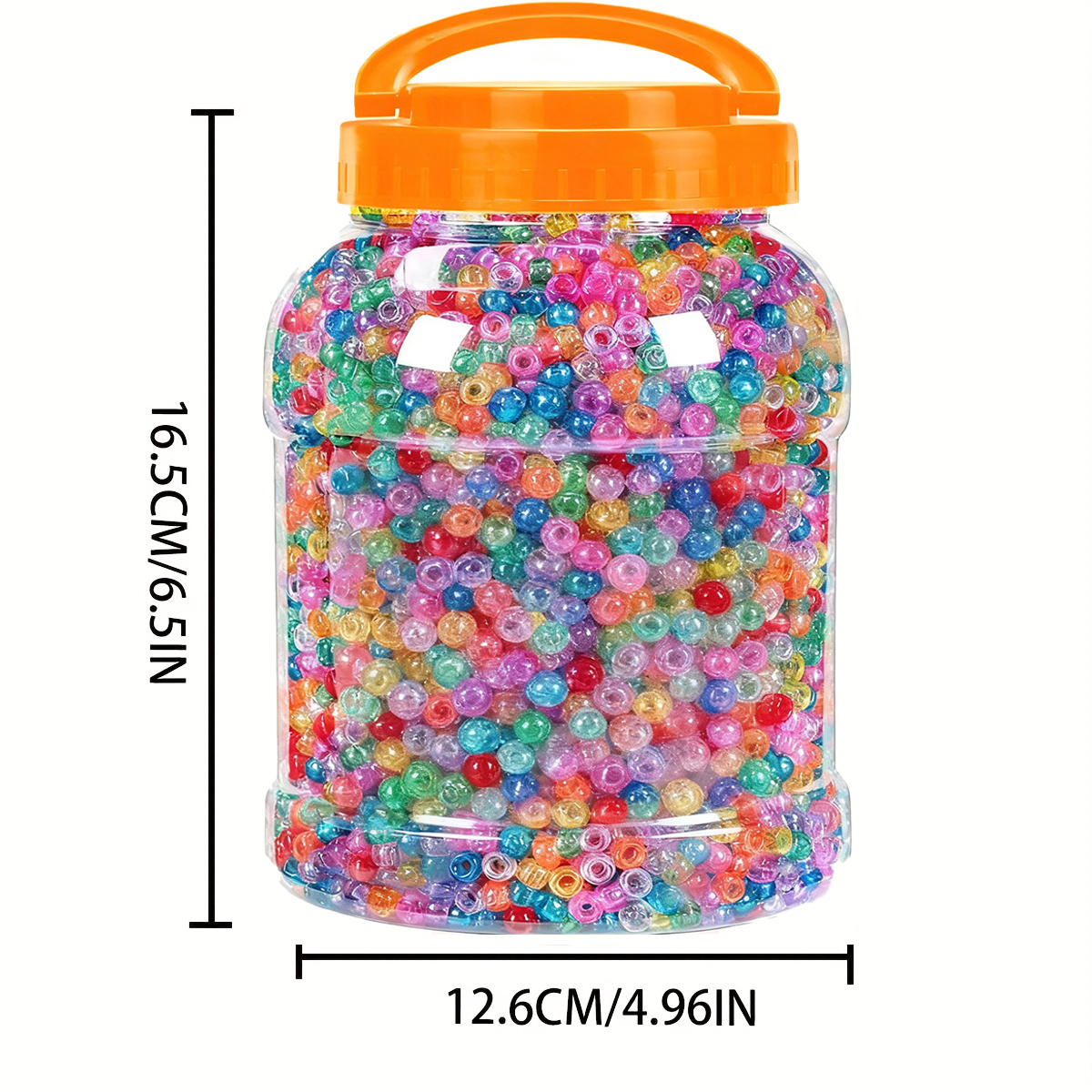 3900pcs 9mm Rainbow Glitter Pony Beads - Iridescent Multicolor Plastic Beads, Portable Storage Bucket, for Friendship Bracelets & Gifts