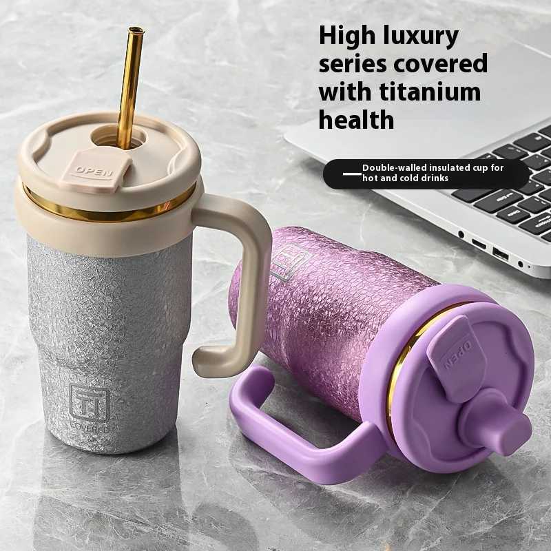Fashionable cup High-appearation-ll Titanium Ion Inner Liner nt Insated Cup Men and Wens Cup Student Portable Large-capacity Cup Y251110