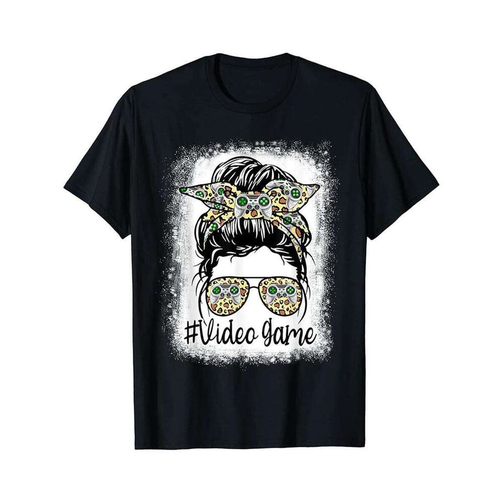 Designer T shirt Leopard Messy Bun Mom Mothers Day Baseball Mommy - 220g T shits