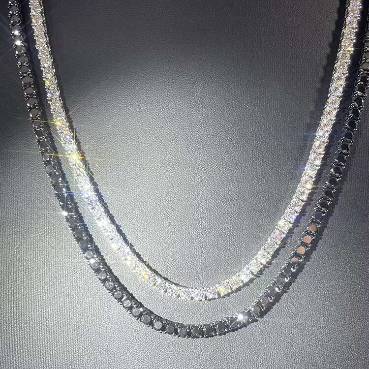 Best Gift for Mans Women Hip Hop Chain Bracelet 3mm Wide S925 Silver Moissanite Diamond Necklace Tennis Link Chain