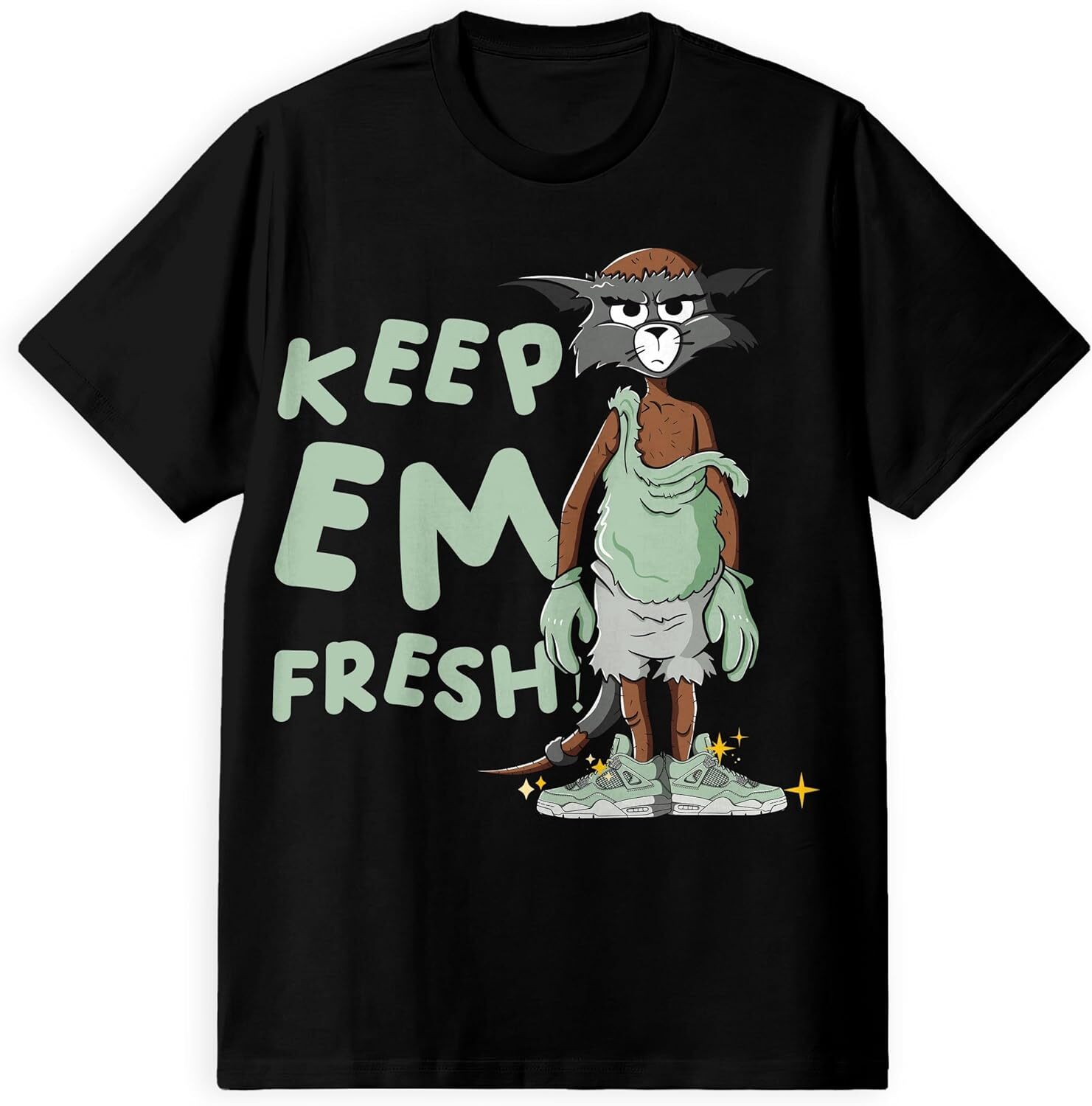 T shirt for Mens AJ 4 Abundance 4s Seafoam Shirt, Keep Em Fresh, Shirts Match Sneakers 2D Sneaker Graphic Tee Casual Tops Clothes Short sleeve cool si