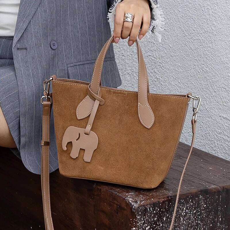 NEW Autumn Winter Women's Natural Suede Cowhide Leather Crossbody Bag Luxury Designer Genuine Leather Commuting Shoulder Bag