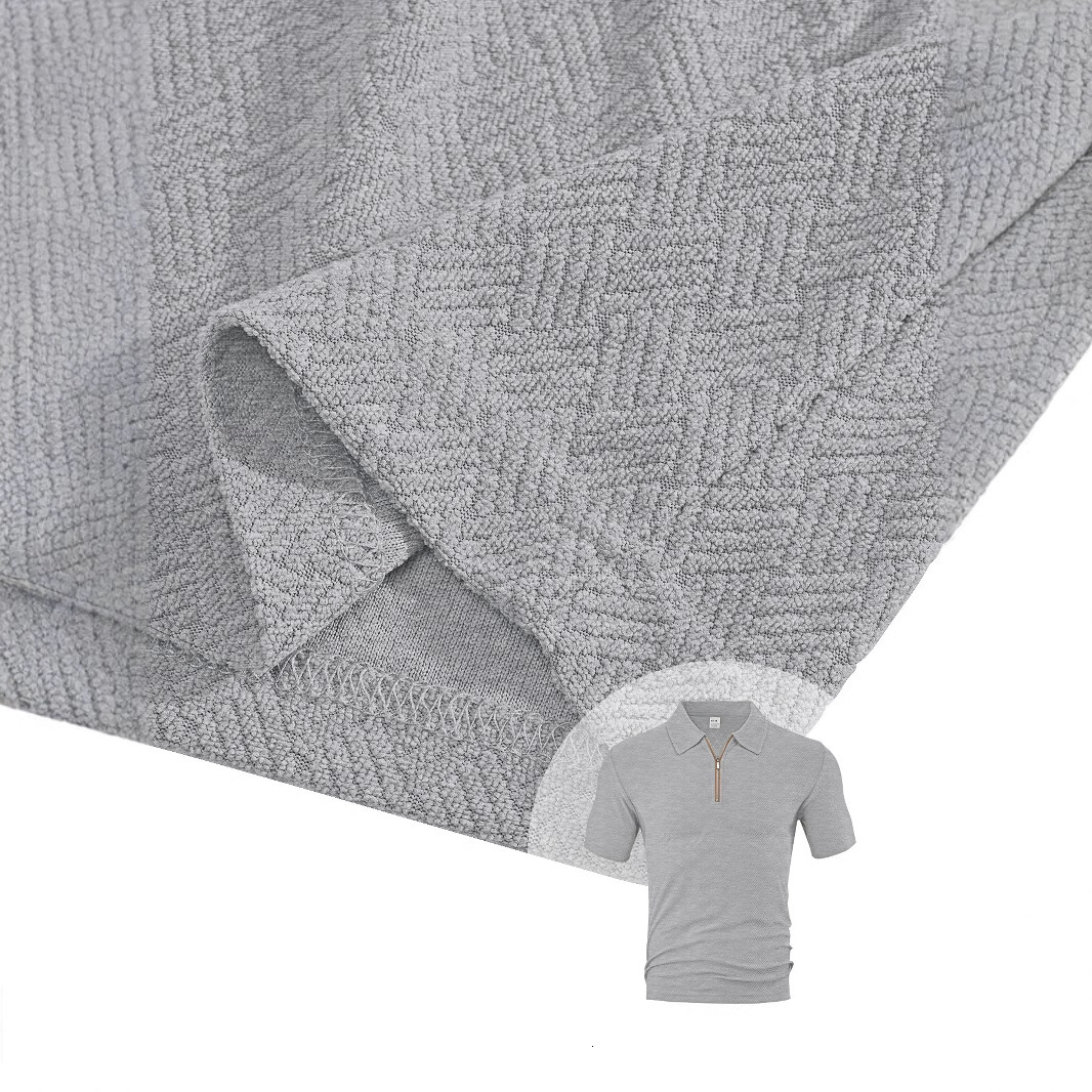 New solid color jacquard multi-color fabric loose short sleeved top casual versatile mens set