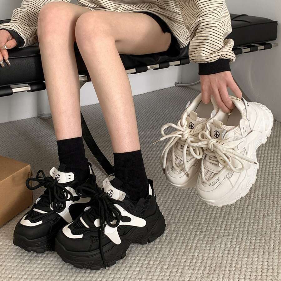 Versatile Hong Kong Style White Thick-Soled Shoes Women 2025 New Autumn Winter Student Retro Sneakers