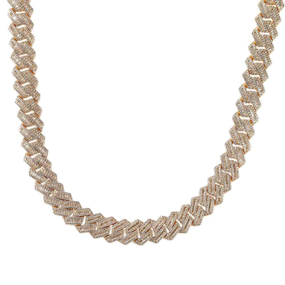 16 18 20 inch sier gold-plated hip-hop necklace with Cuban chain for men