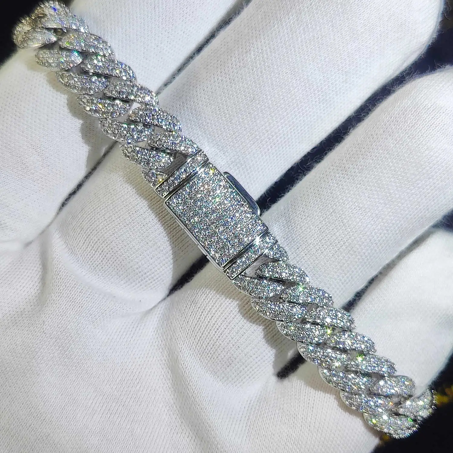 Jewelry Bling CZ Cuban Link Bracelet Two Row Zircon Copper Miami Cuban Bracelet Iced Out Hip Hop Men Women 250409