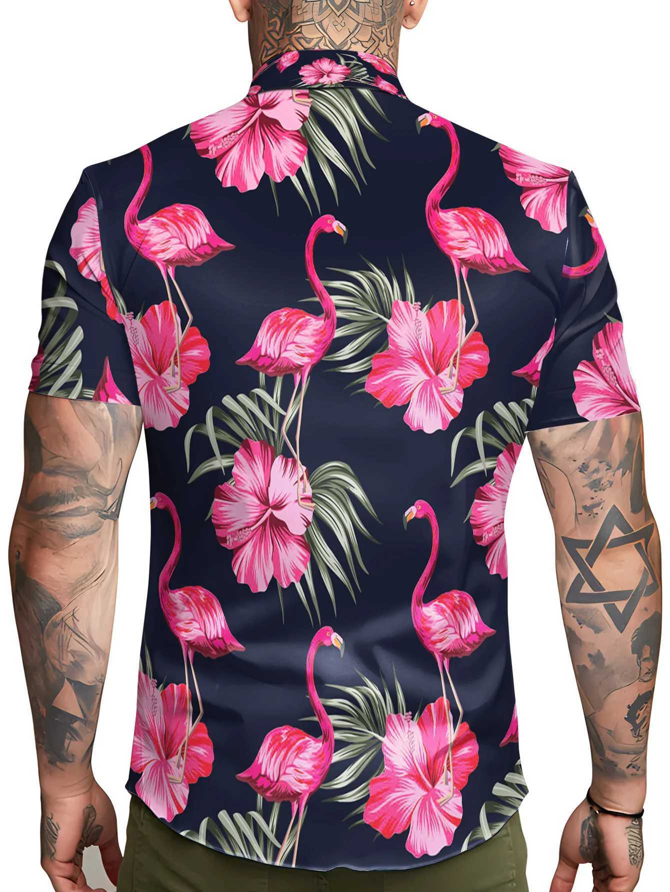 Clilsmap Mens Hawaiian Shirt Summer Beach Casual Short Sleeve Button Down Shirt Tropical Holiday Beach Shirt with Pocket X250410