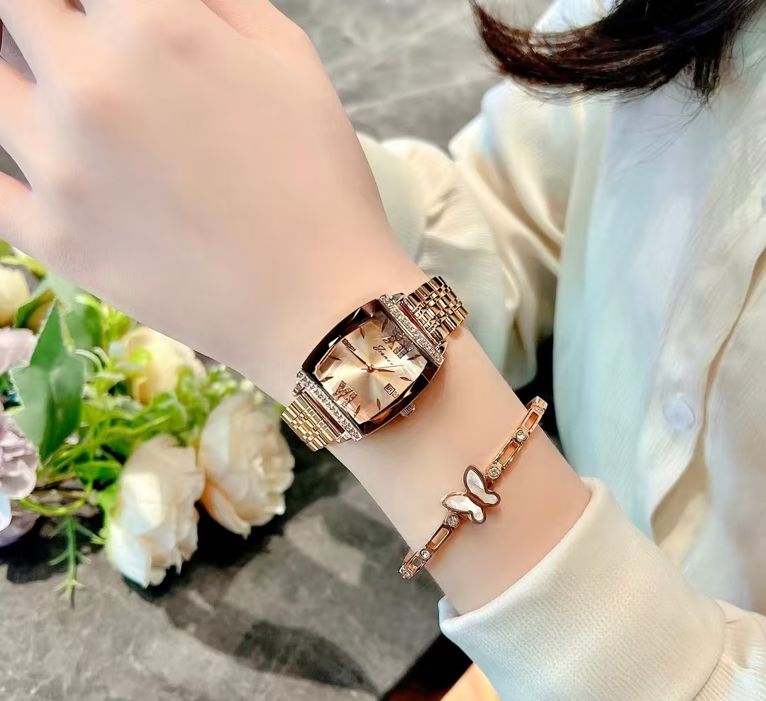 Designer Square Watch Fashion Women's Watch Versatile TLXT Classic Waterproof Exquisite Coffee Wristwatch for Lady
