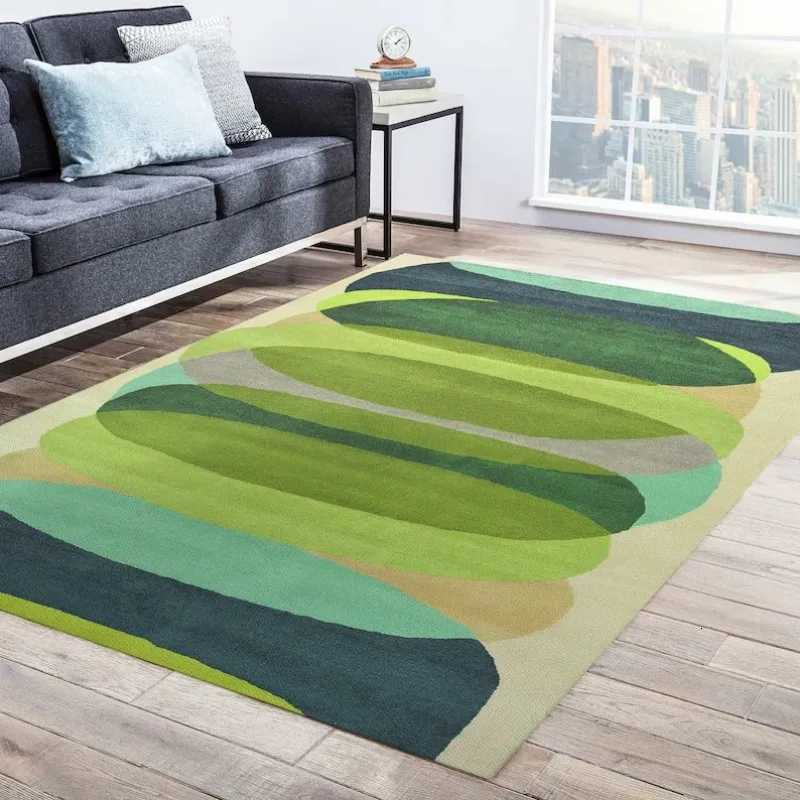 Bold Yellow Black Geometric RugMid-Century Modern Living Room Decor Scandinavian-Inspired Abstract Area Rug for Stylish Homes Y251110