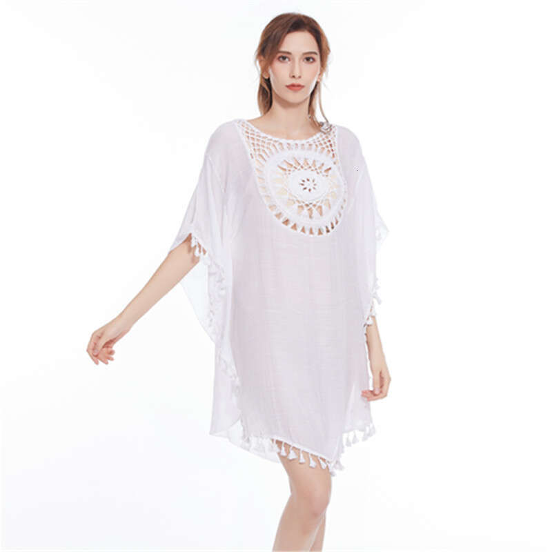 Summer Hand Hook Flower Splicing Beach Skirt Loose Large Vacation Sunscreen Women's Top 2025 New Casual Fashion Trendy Clothing