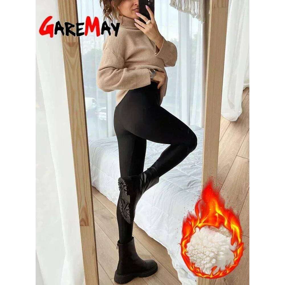 Women's Winter Thermal Velvet Cotton Slimming Tights With Fleece Pant Black Stretch Gray Thick Warm Leggings For Women