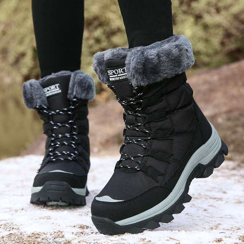 Cross-Border Plus Size Cotton Shoes Women's Snow Winter Warm Mid-Calf Fleece-Lined Thickened Northeast Outdoor Hiking Boots