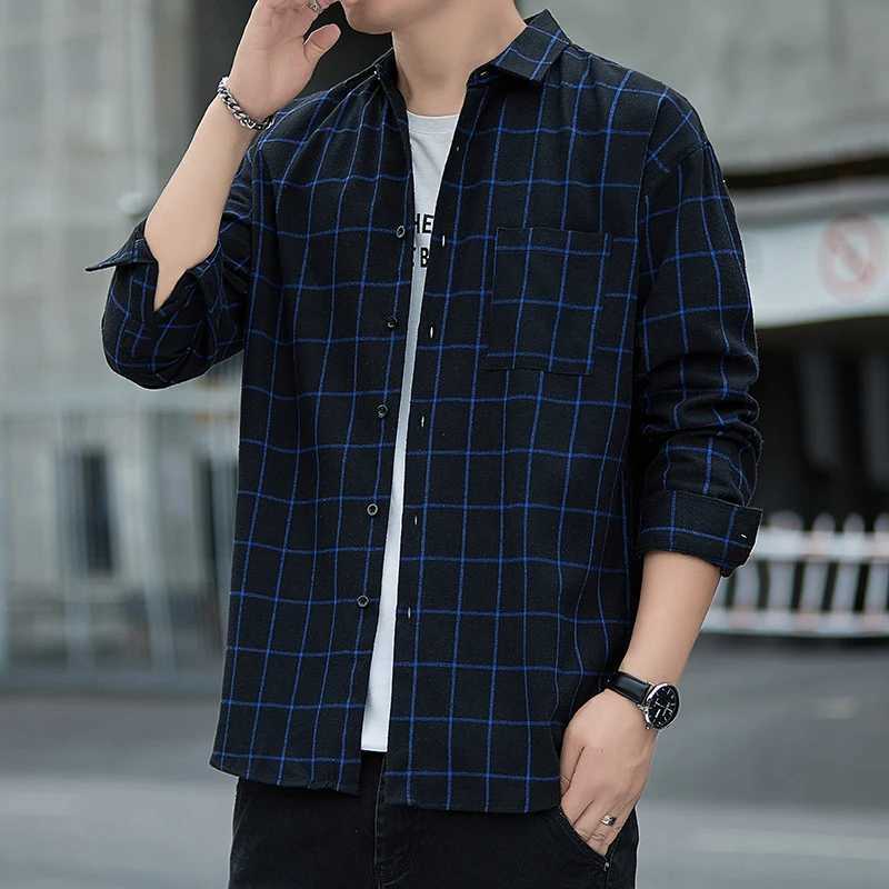 Black mens long sleeved shirt with blue striped mesh decoration casual and loose fit fashionable top X250410