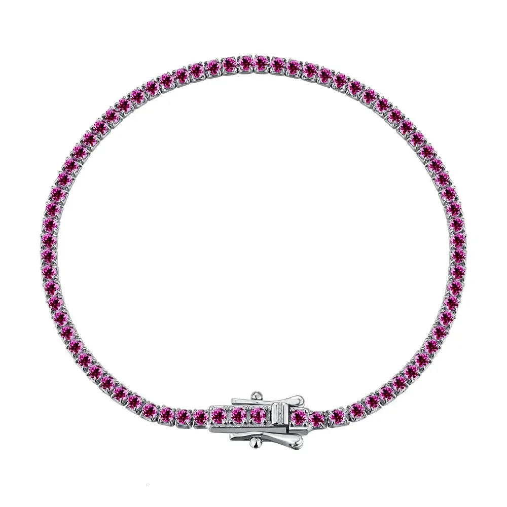 Shop 925 Sterling Silver Lab Sapphire Emerald Ruby High Carbon Diamonds Gemstone Tennis Chain Bracelet Bangle Fine Jewelry 250408
