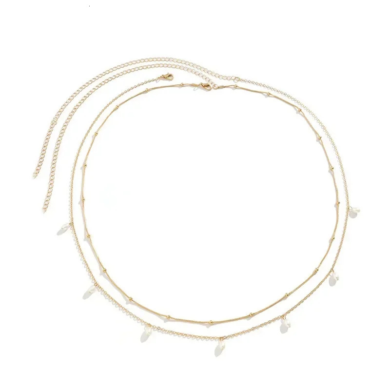 Fashion Sexy Double Layer Pearl Chain for Women Waist Bead Belly Chain Belly Belt Summer Beach Body Jewelry Festival Gifts 250409
