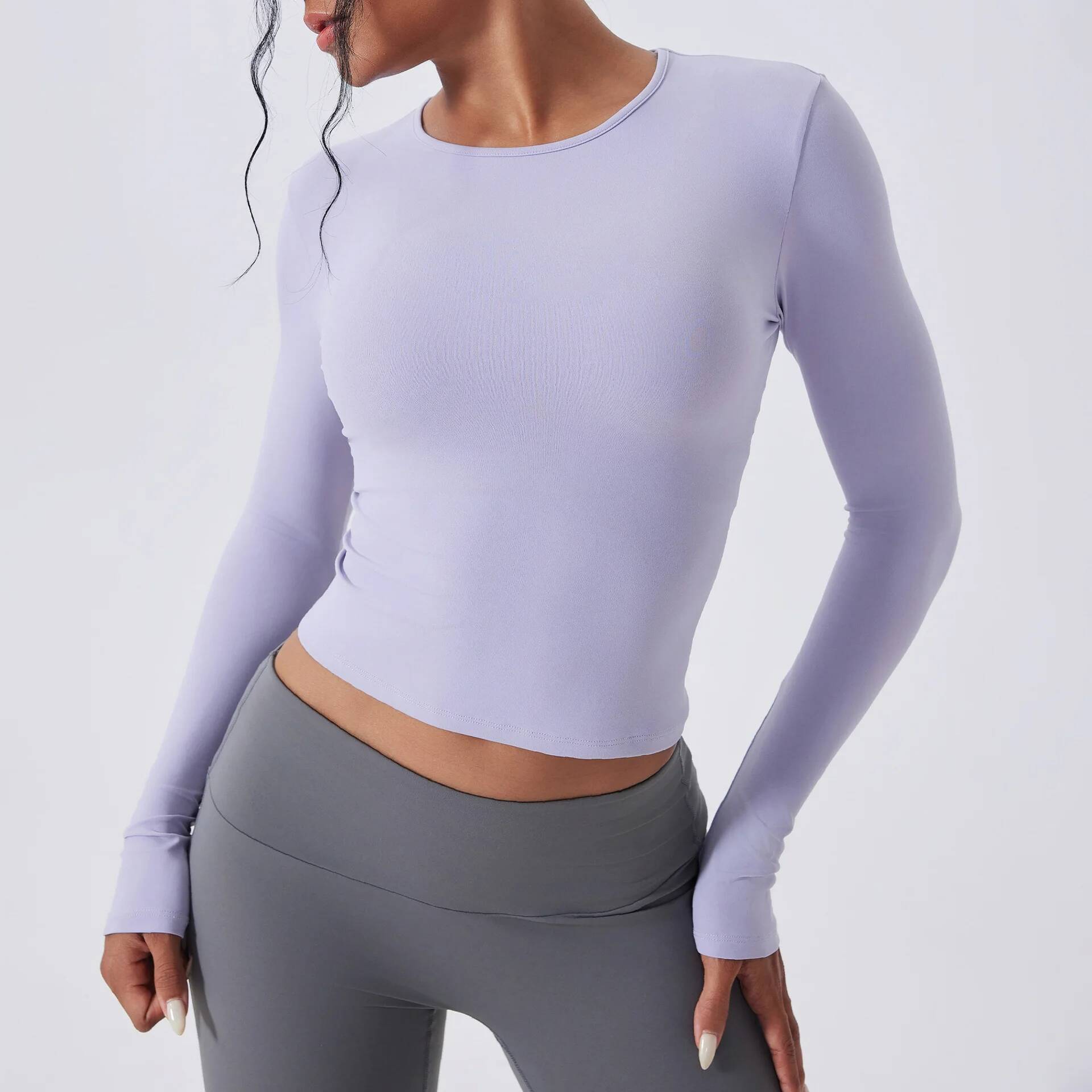 Women's Leisure sports Long sleeved Waist Slimming Breathable Yoga T-shirt Running Training Fitness Top Quick Dry Gym Sport Wear