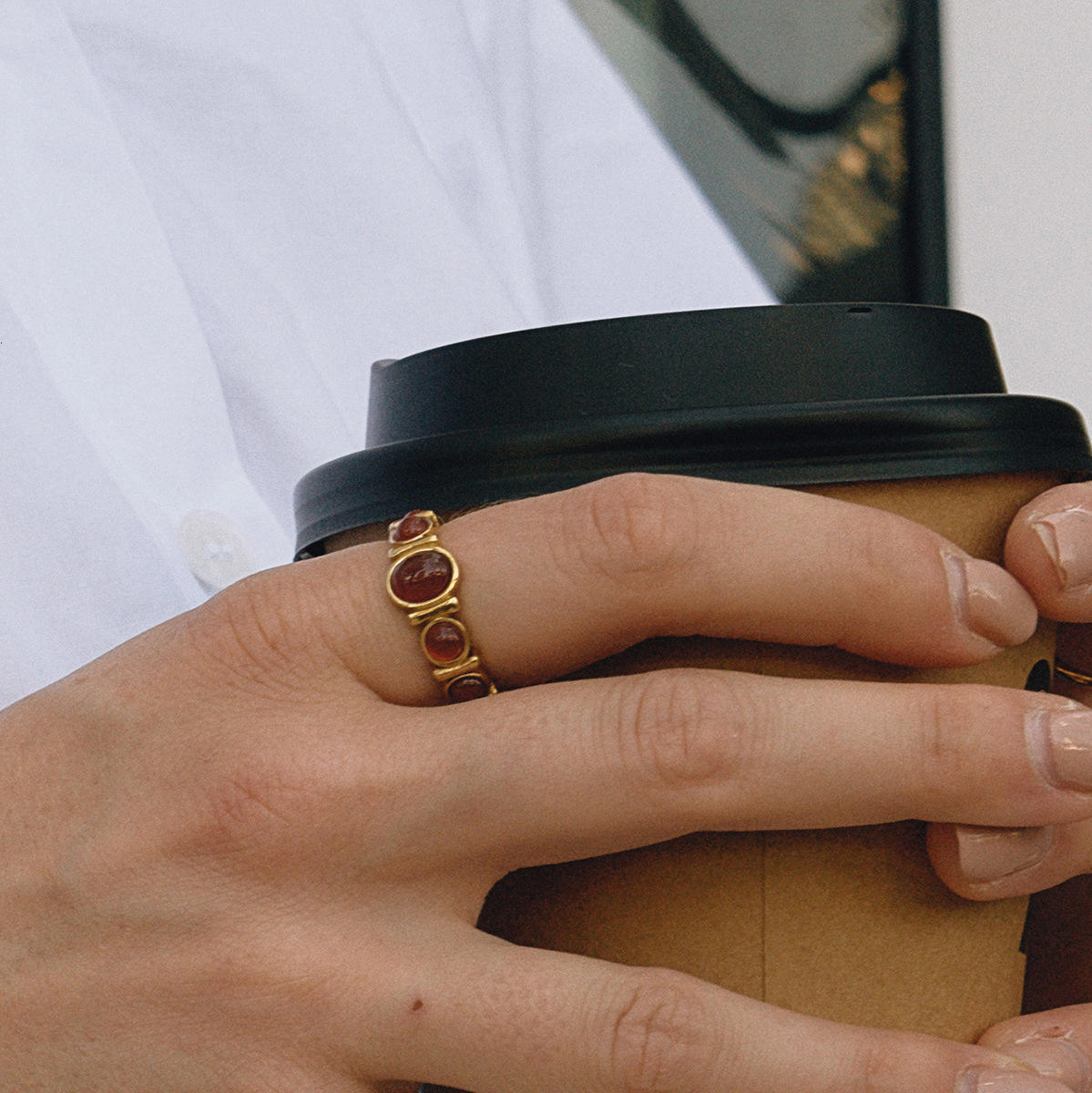 Fashion Ring Jieding Tiger Eye Designer Ring Stone Titanium Steel Ring Non-fading Stainless Steel Agate Jewelry For Women High-end Cross-border Rings