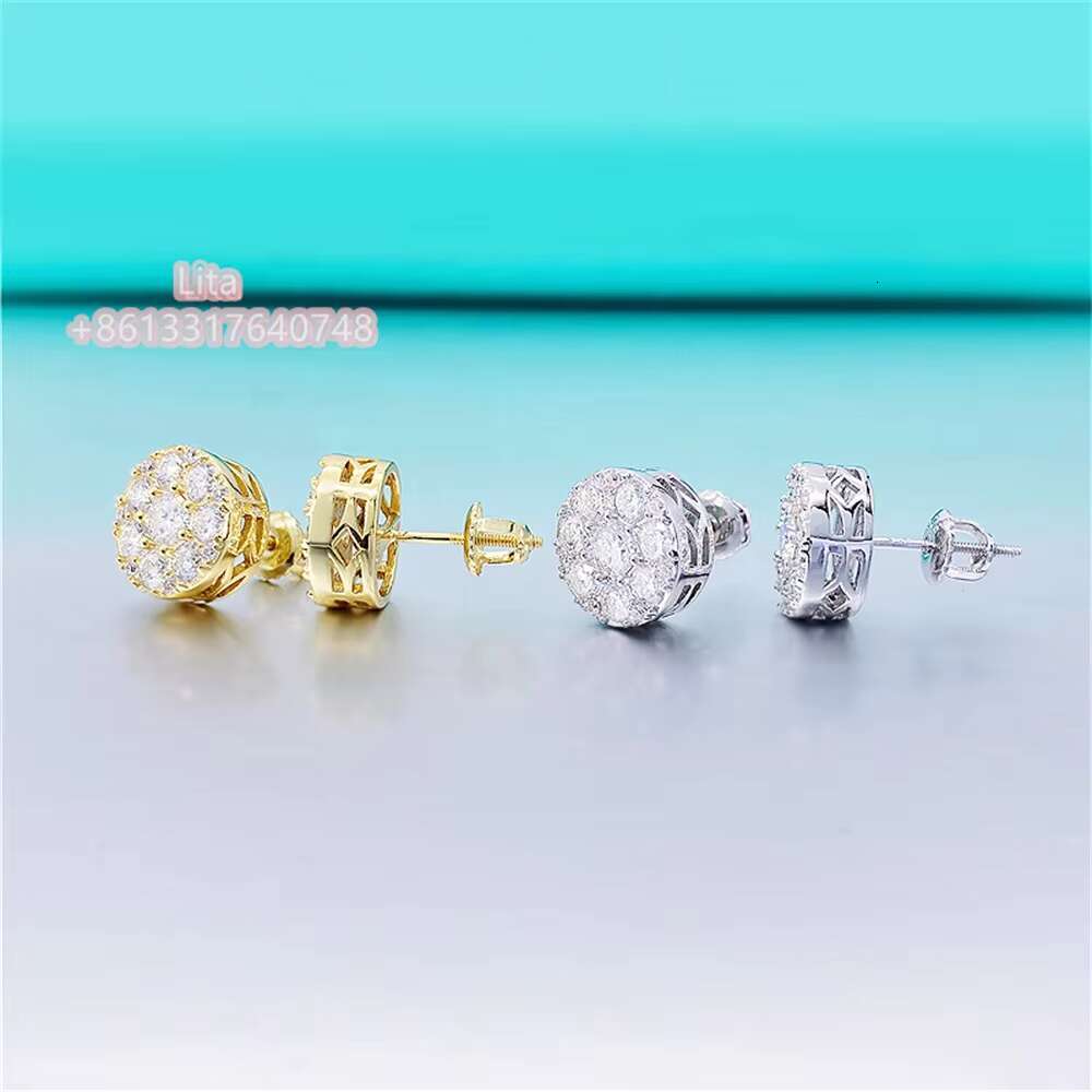 Fine Jewelry Fashion 14k Gold Plated Silver Womens Moissanite Small Diamond Stud Earrings