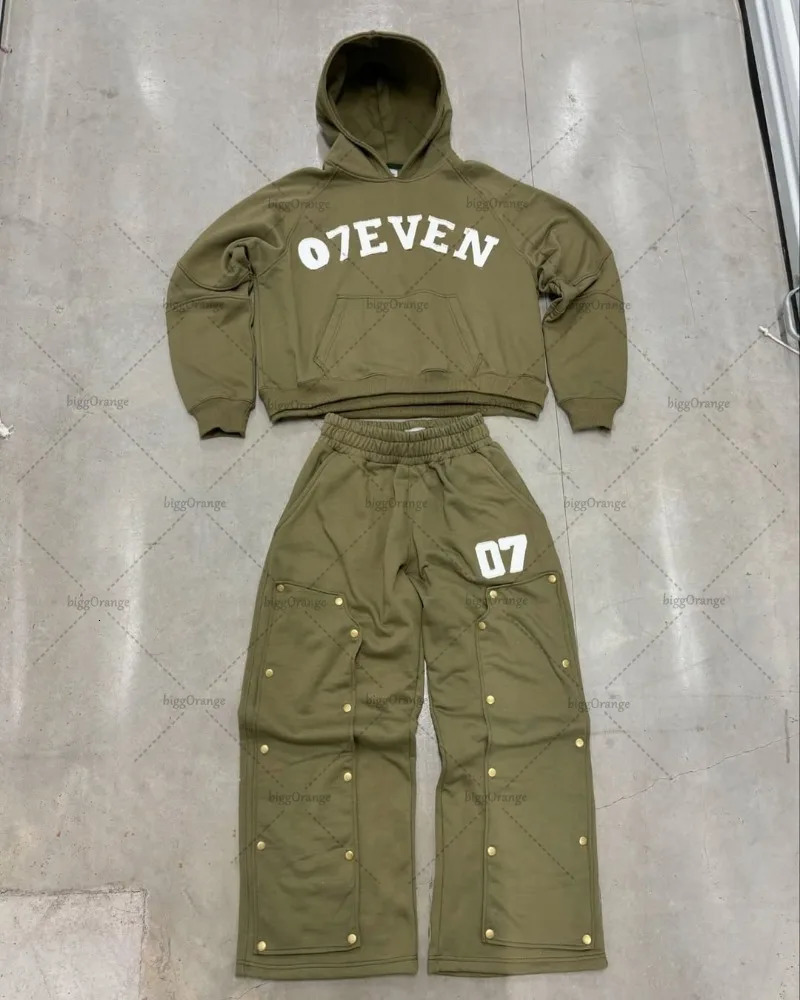 2025 European and American Printed Mens Super Large Hoodie Trousers Suit Buttons Decorative Pullover Clothing Pants 250409