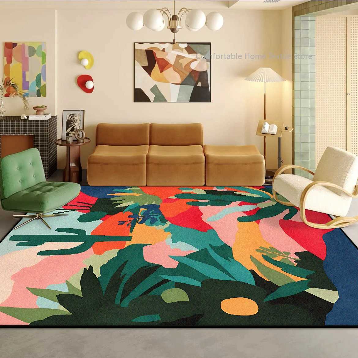 Modern Abstract Style Decorative Rug for Living Room Big Size Soft Art Bedroom Decoration Carpet Easy Cleaning Sofa Table Mat Y251110