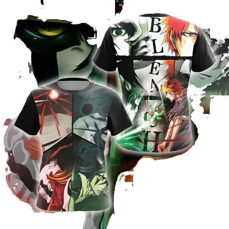 Japanese anime manga bleached 3D printed Kurosaki Ichigo Cosplay men/women short sleeved round neck T-shirt Haruku children's Y2K top