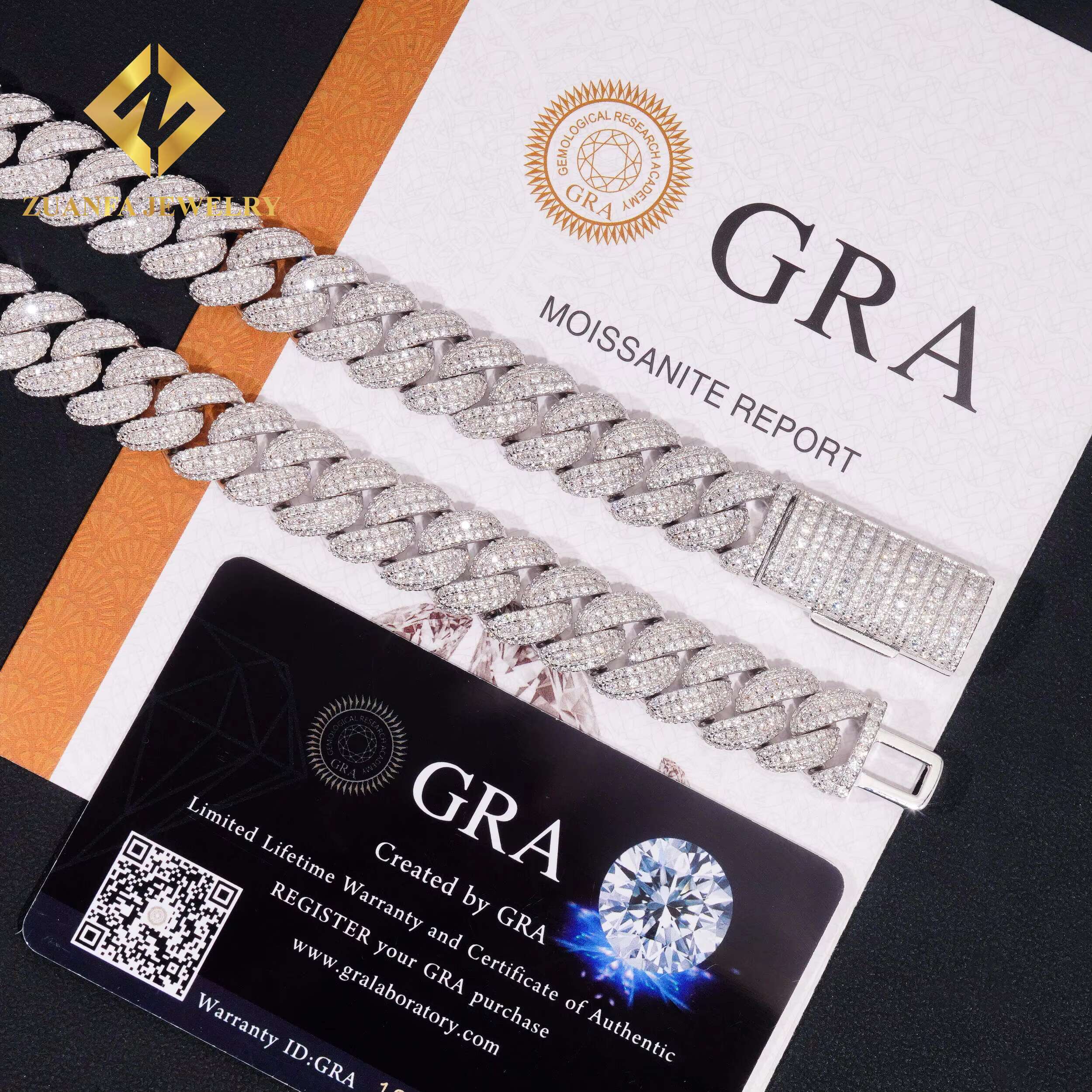 New Arrival Chain Moissanite Pass Dia Tester 13mm Sier Moissnaite Cuban Bracelet Gold Plated Fine Jewelry