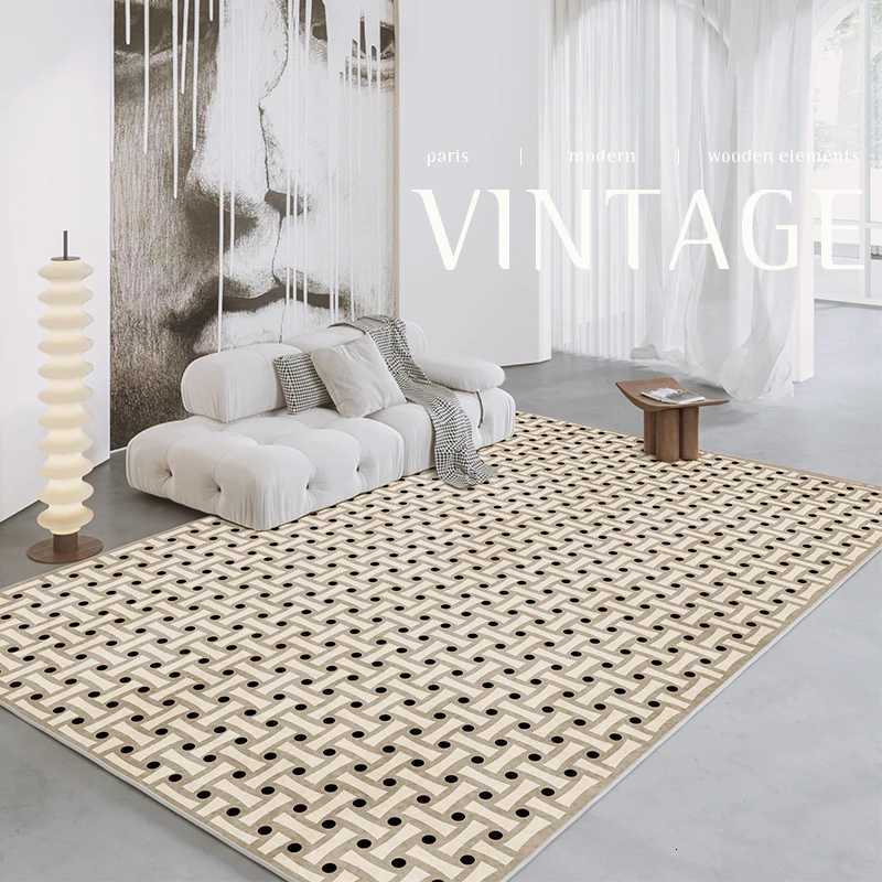 French Retro Rugs for Bedroom Checkerboard Living Room Decoration Carpet Ins Wind Plaid Bedside Floor Mat Large Area Plush Rug Y251110