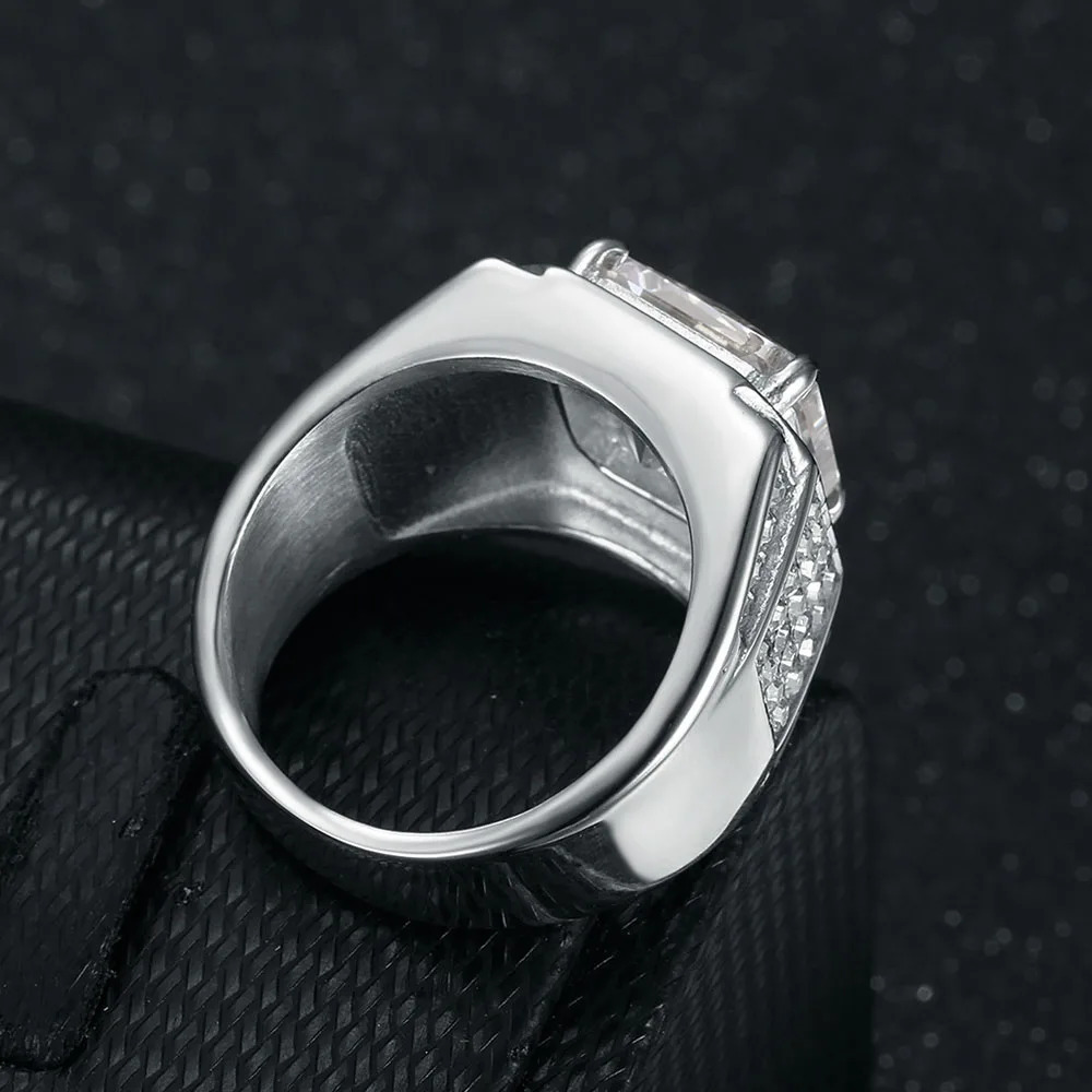 Rhinestone Inlaid 3A Zircon Stainless Steel Hiphop Mens Ring Steel Rings 251023