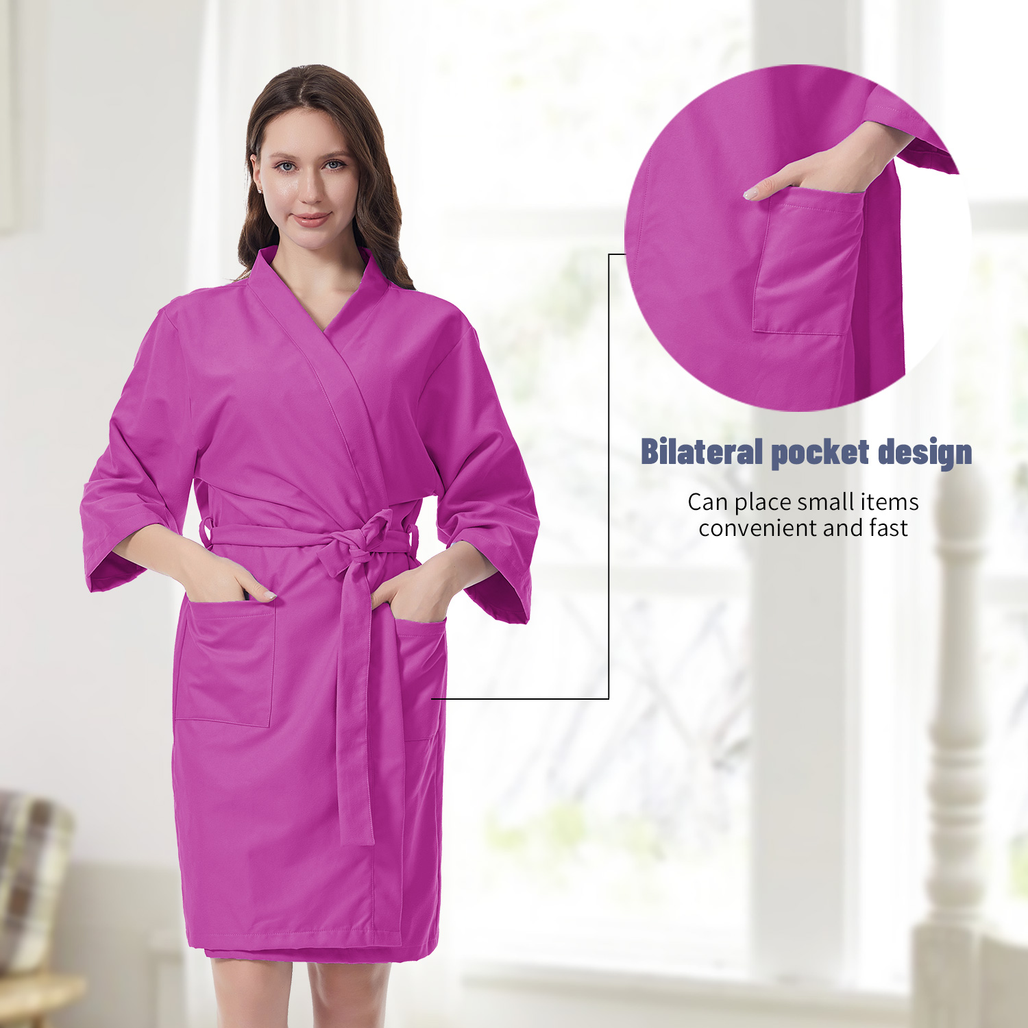 Mutao Microfiber Changing Robe with Adjustable Waist Tie - Long Sleeve Lightweight Quick-Dry Towel Bathrobe for Home Spa, Beach & Camping, Multiple Co