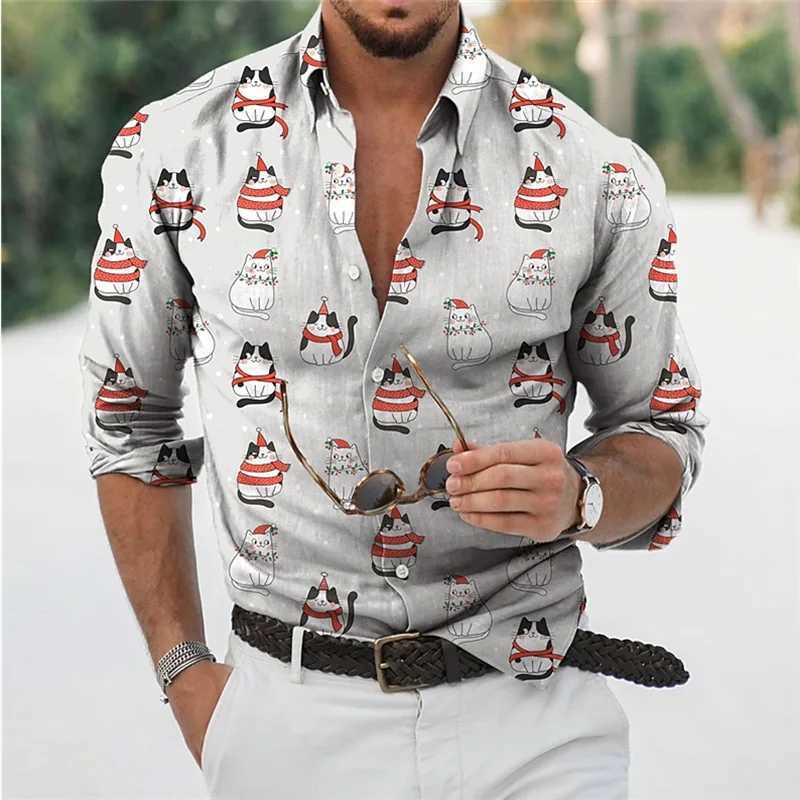 Fun Christmas Snowman Theme 3D Printed Mens Shirts Casual Long Sve Streetwear Tops Unisex Holiday Party Hawaiian Shirts Q251110