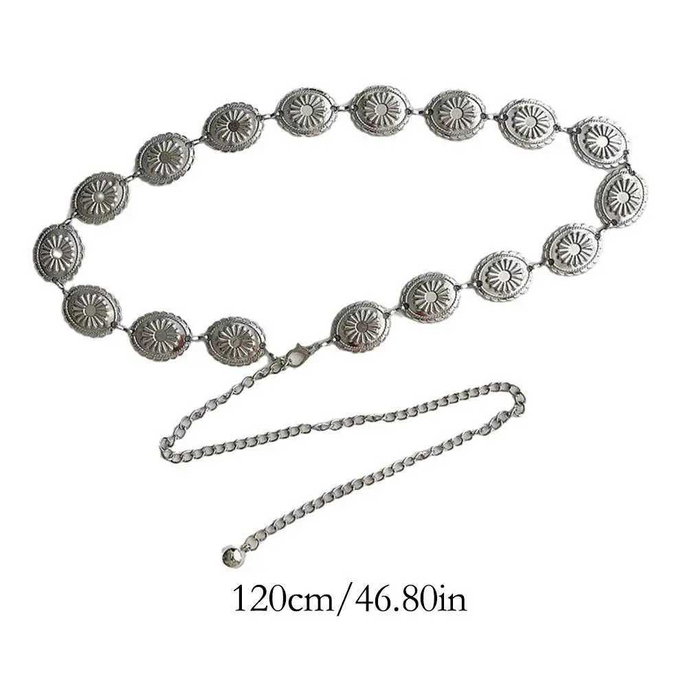 Ethnic style retro metal waist chain Bohen silver metal chain strap Wens Fashion Accessories X250410