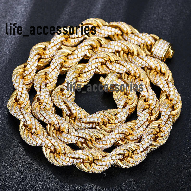Moissanite Cuban Chain 925 Sterling Silver Iced Out 8mm/12mm Hiphop VVS Moissanite Rope Chain