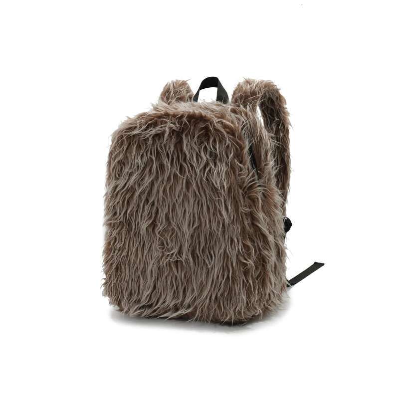 Personality Plush Fringe Double Shoulder Backpack Autumn And Winter New Large-capacity Portable Commuter Schoolbag For Women