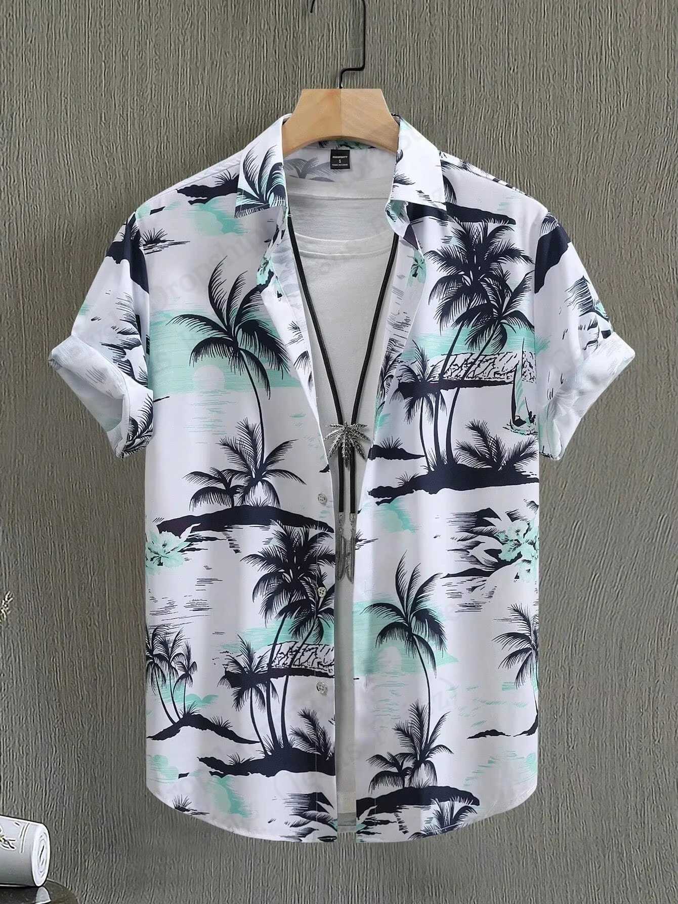 Summer Hawaiian shirt animal palm tree 3D printed shirt mens fashionable beach shirt casual short sleeved shirt X250410
