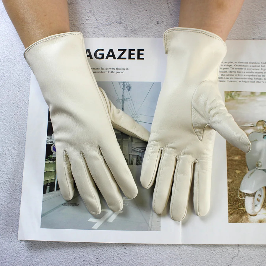 Color Sheepskin Gloves Genuine Leather Fashion Straight Wool Lining Spring and Autumn Warm Outdoor Travel Driving 251106